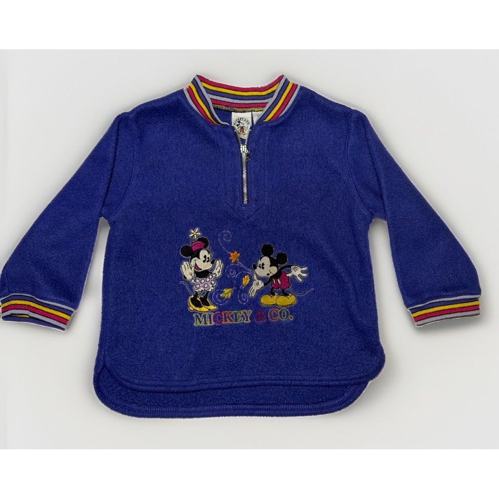 Vintage Disney Mickey & Minnie Mouse Kids Fleece Pullover 3T Mickey & Co. 1/4